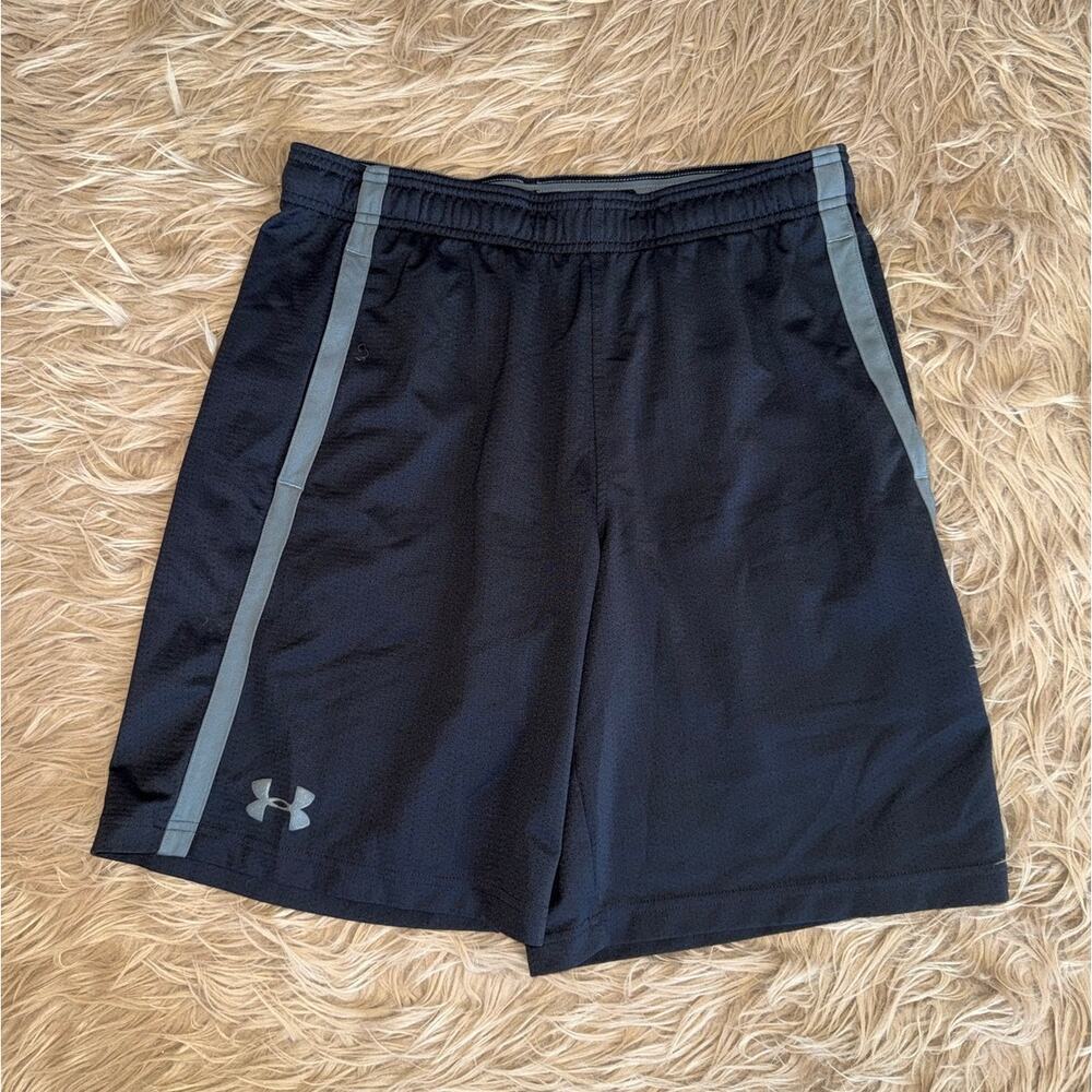 UA Men's Heatgear Mesh Athletic Drawstring Loose Fit Shorts Black size L